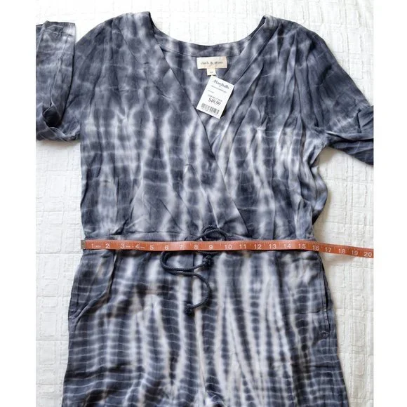 NEW Cloth & Stone Tie-Dyed Blue White Romper Medium - Picture 5 of 7